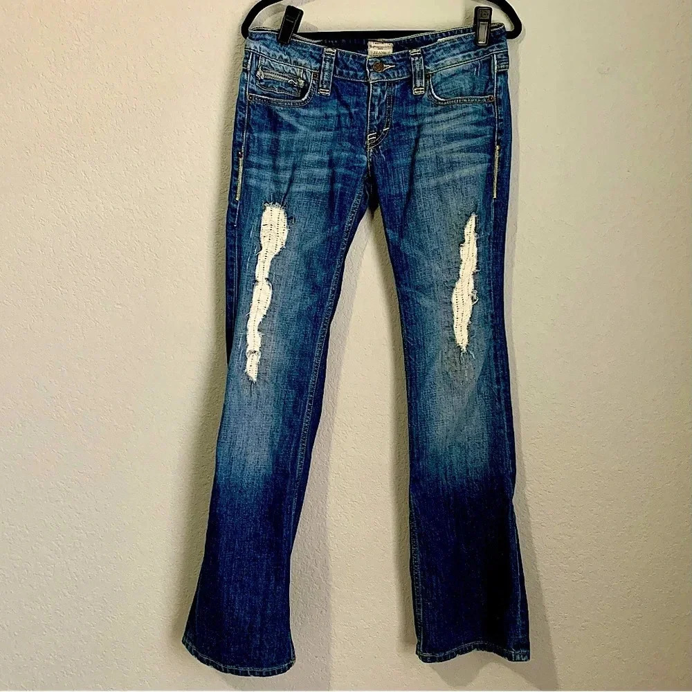 Jimmy Taverniti SO Jamie Women’s Distressed Ripped Stitch Boot Cut Jeans- 29